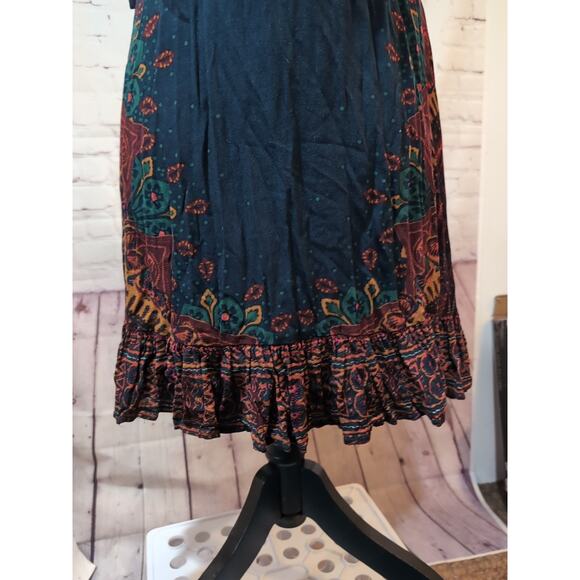 Free People Steal The Sun Teal Blue Print Tunic Dress Halter Neck Size Large - Picture 7 of 13